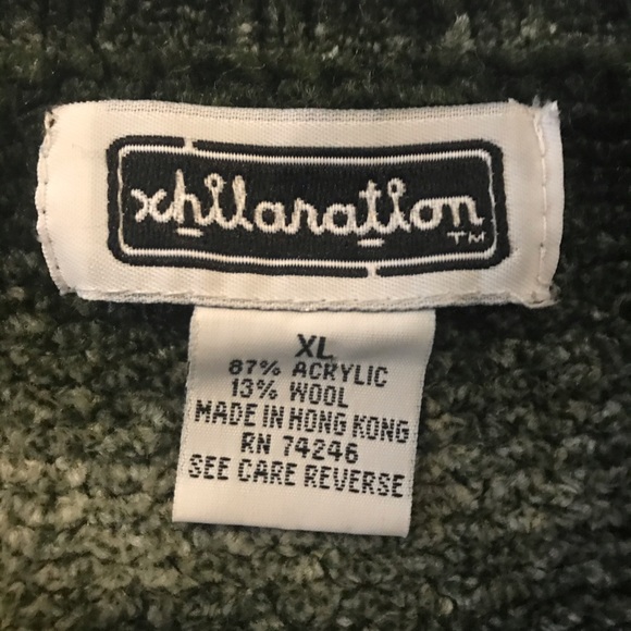 Xhilaration Green Striped V-Neck Sweater - Picture 3 of 5